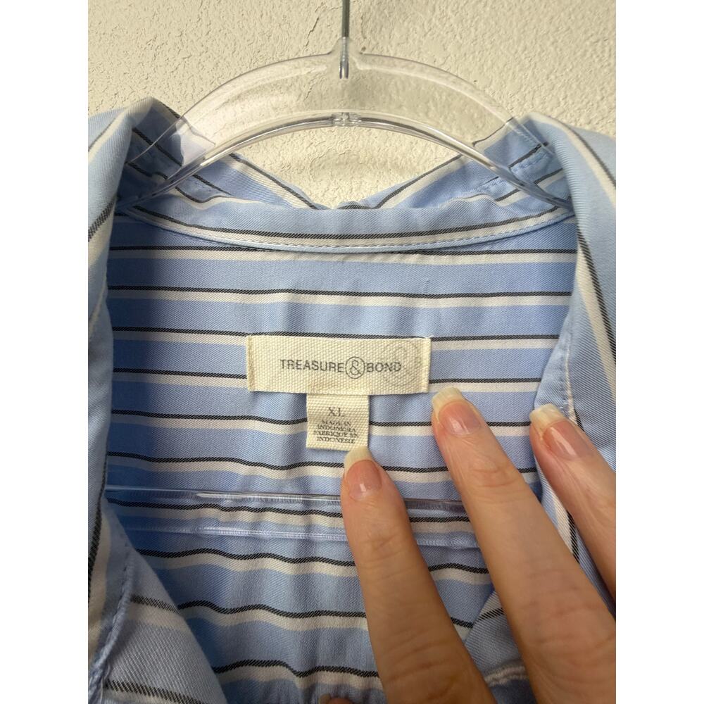 Treasure & Bond Blue Striped Boyfriend Shirt Womens XL - Picture 10 of 14